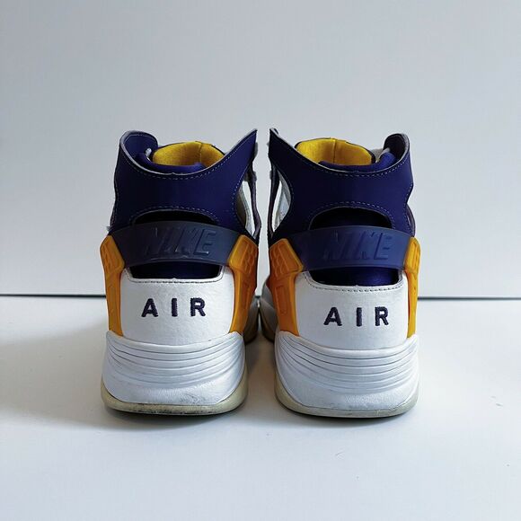 2015 Nike Air Flight Huarache White Gold Purple Kobe Rare 705005 101 Rare Sz 8.5 - Picture 5 of 9